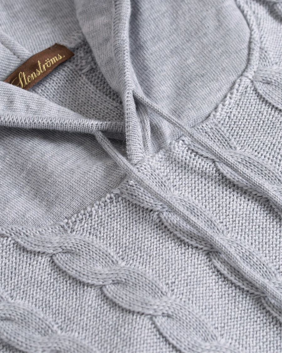 Herren | Pullover | Stenströms | Merino Wool Cable Hoodie Grey