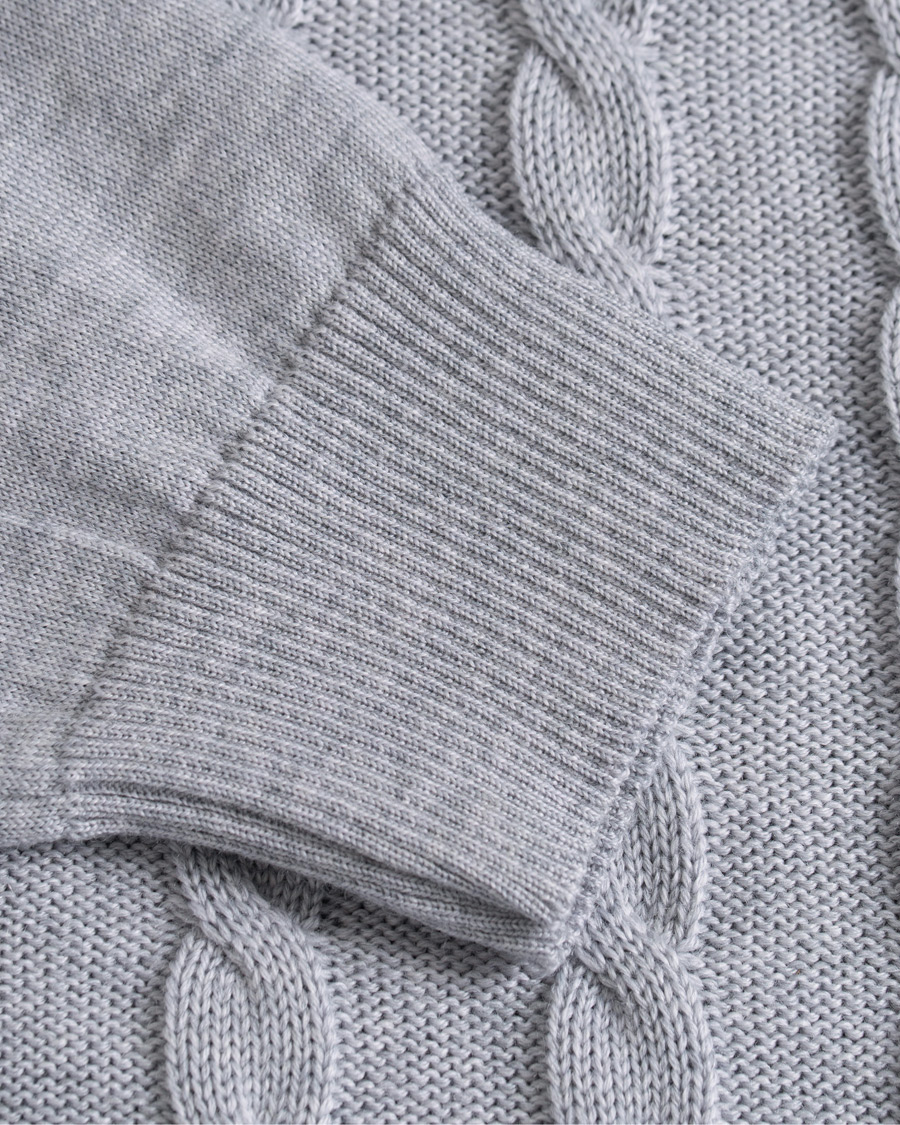 Herren | Pullover | Stenströms | Merino Wool Cable Hoodie Grey