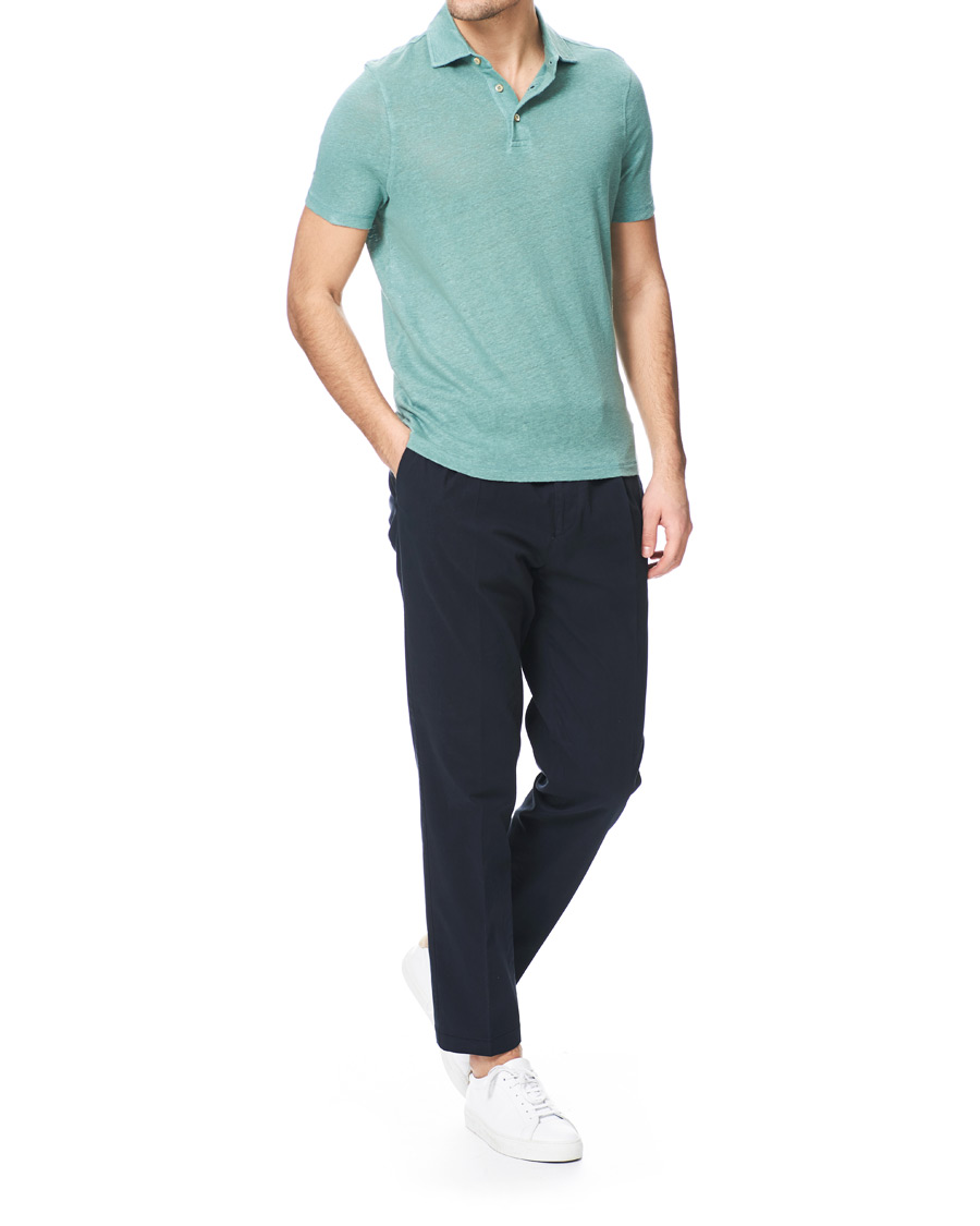 Herren | Poloshirts | Stenströms | Linen Polo Shirt Mint
