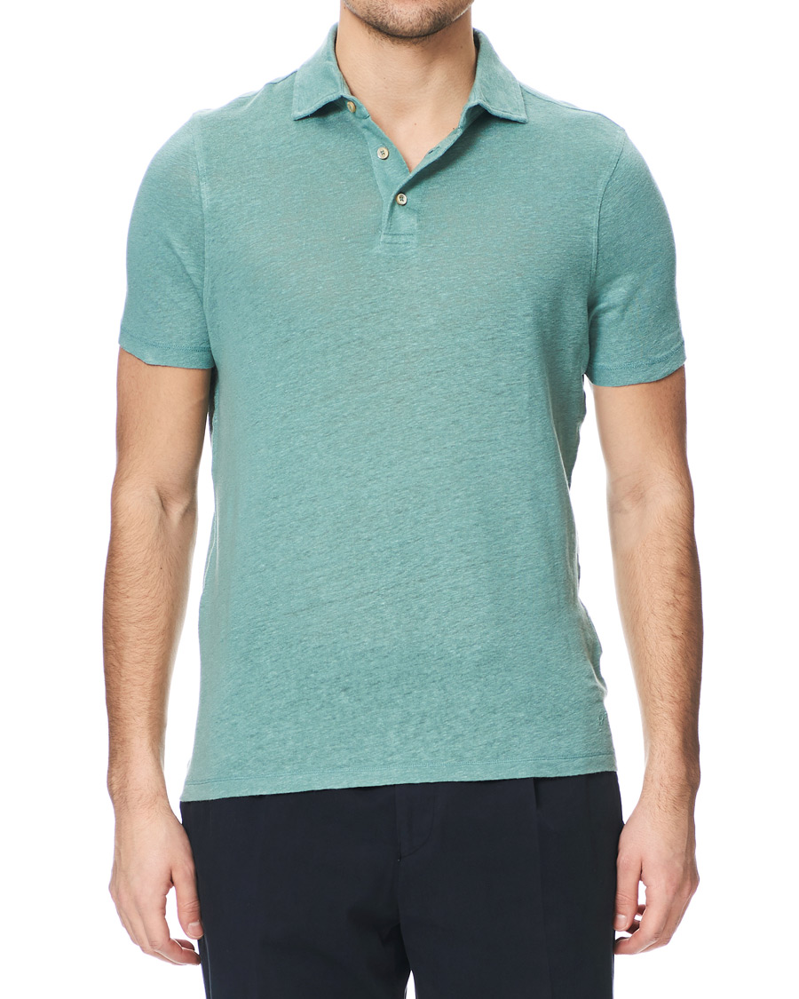 Herren | Poloshirts | Stenströms | Linen Polo Shirt Mint