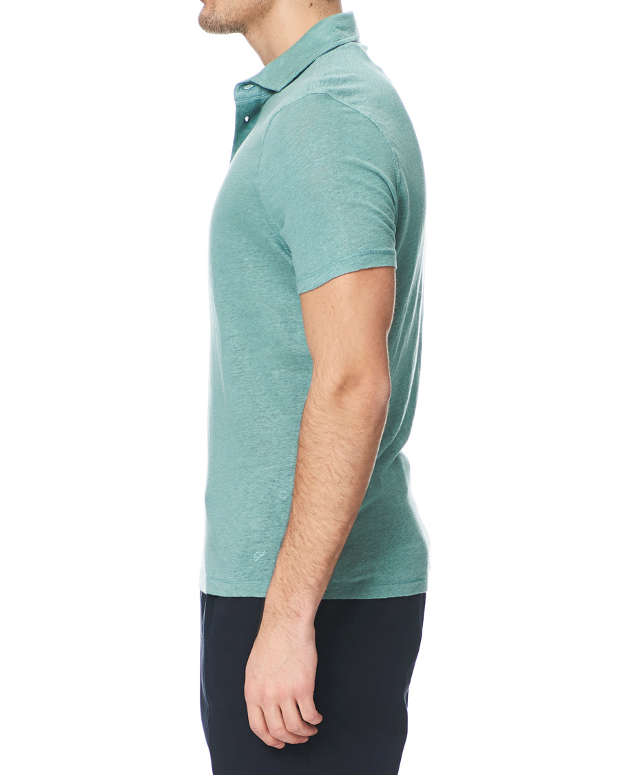 Herren | Poloshirts | Stenströms | Linen Polo Shirt Mint
