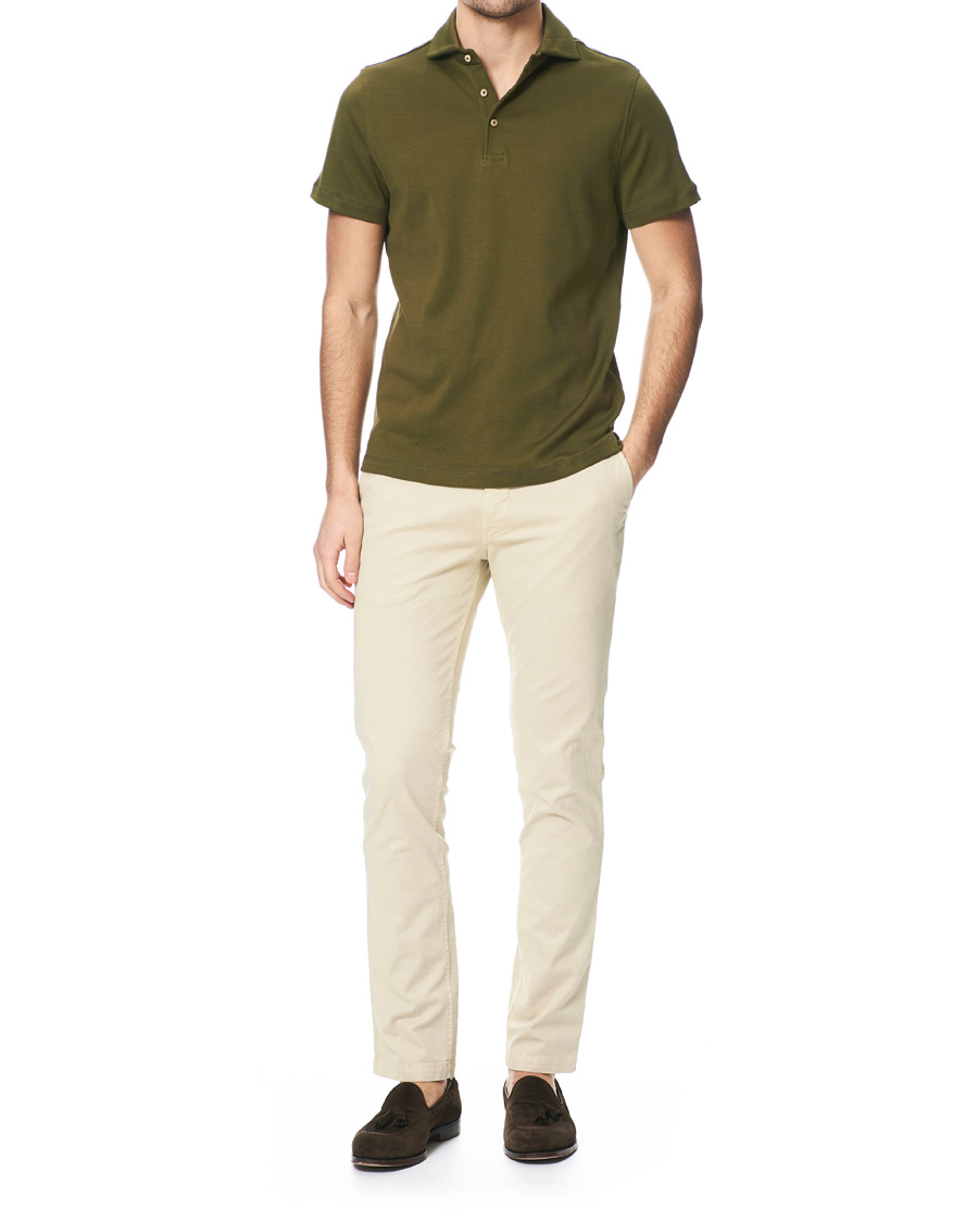 Herren | Poloshirts | Stenströms | Mercerised Cotton Polo Shirt Green