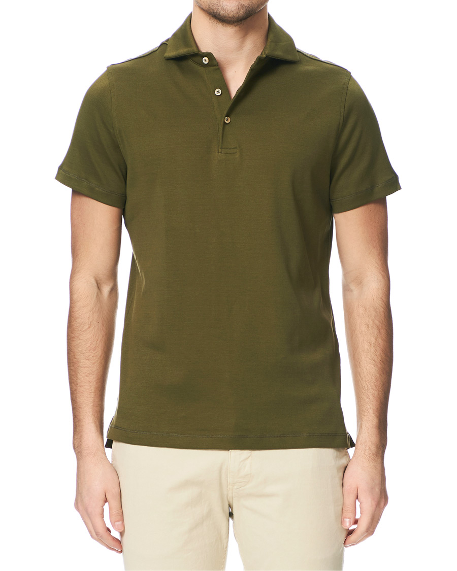 Herren | Poloshirts | Stenströms | Mercerised Cotton Polo Shirt Green