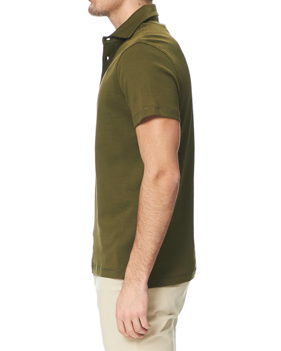 Herren | Poloshirts | Stenströms | Mercerised Cotton Polo Shirt Green