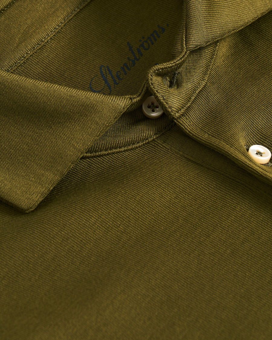 Herren | Poloshirts | Stenströms | Mercerised Cotton Polo Shirt Green