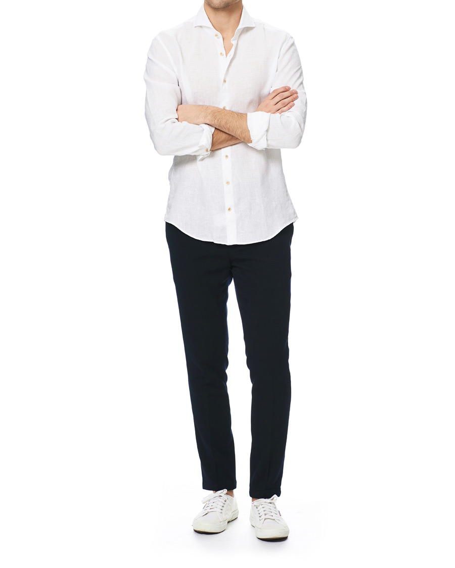 Herren | Hemden | Stenströms | Slimline Linen Cut Away Shirt White