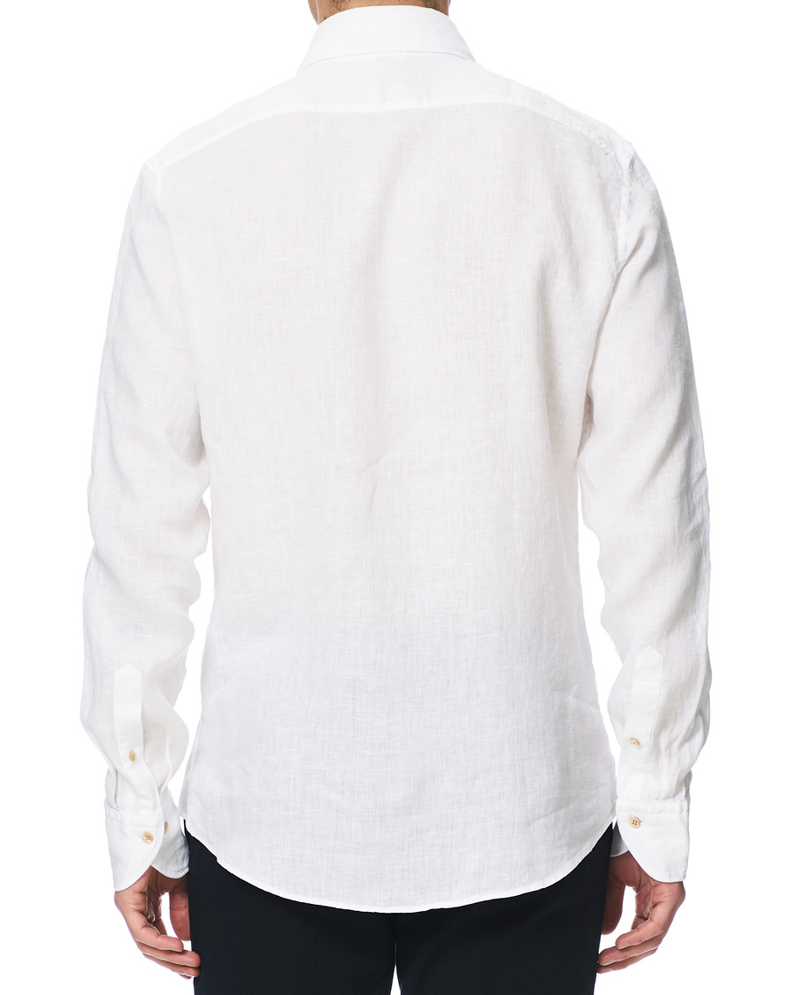 Herren | Hemden | Stenströms | Slimline Linen Cut Away Shirt White