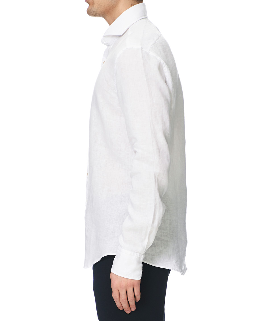 Herren | Hemden | Stenströms | Slimline Linen Cut Away Shirt White