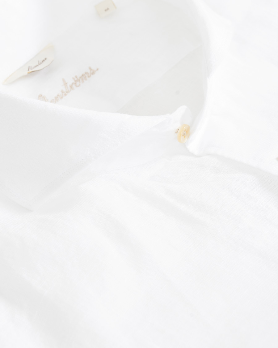 Herren | Hemden | Stenströms | Slimline Linen Cut Away Shirt White