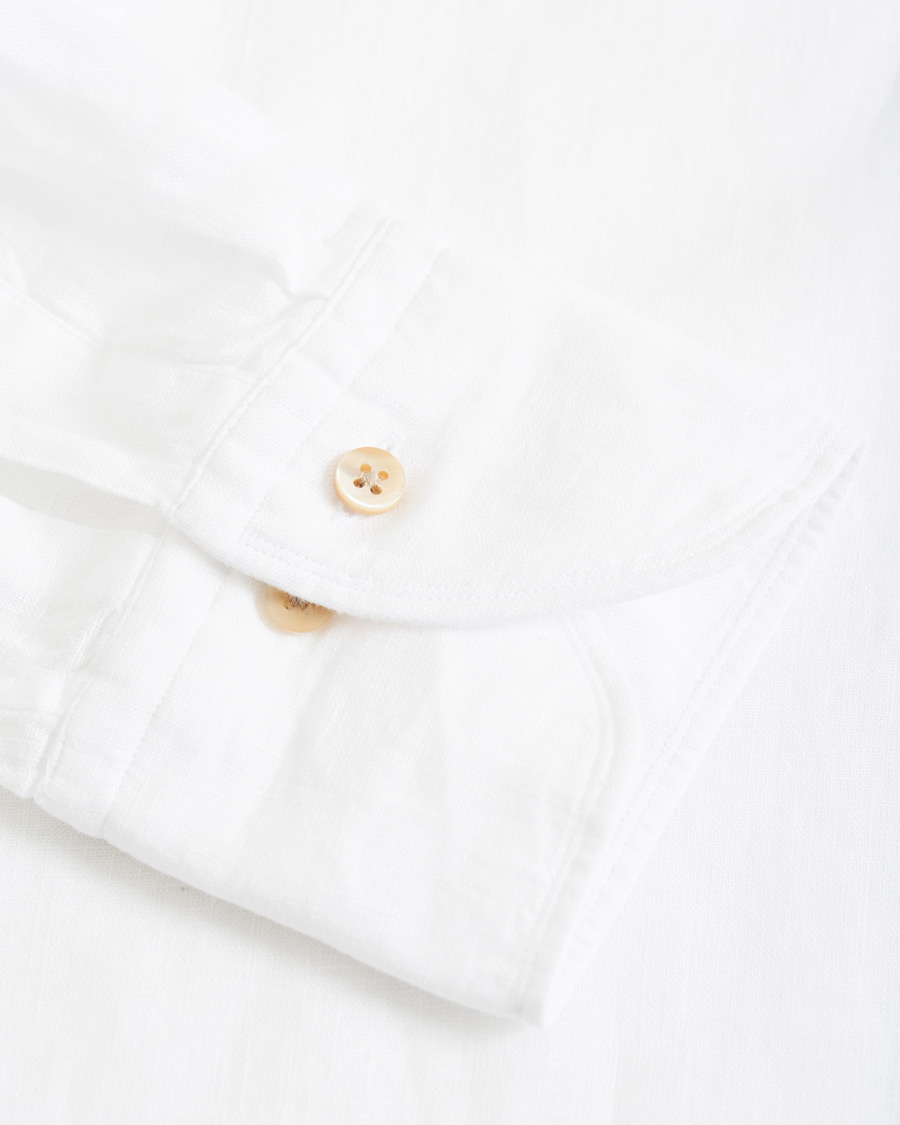 Herren | Hemden | Stenströms | Slimline Linen Cut Away Shirt White