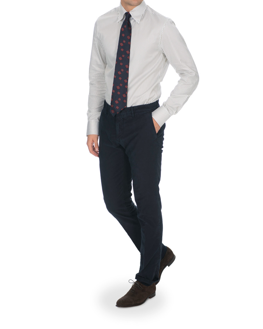 Herren | Hemden | Stenströms | Slimline Striped Twill Button Down Shirt Green