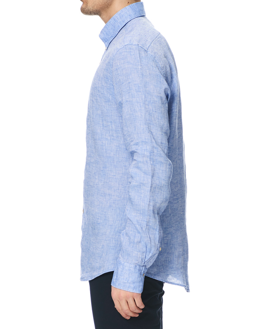 Herren | Hemden | Stenströms | Slimline Button Down Linen Shirt Light Blue