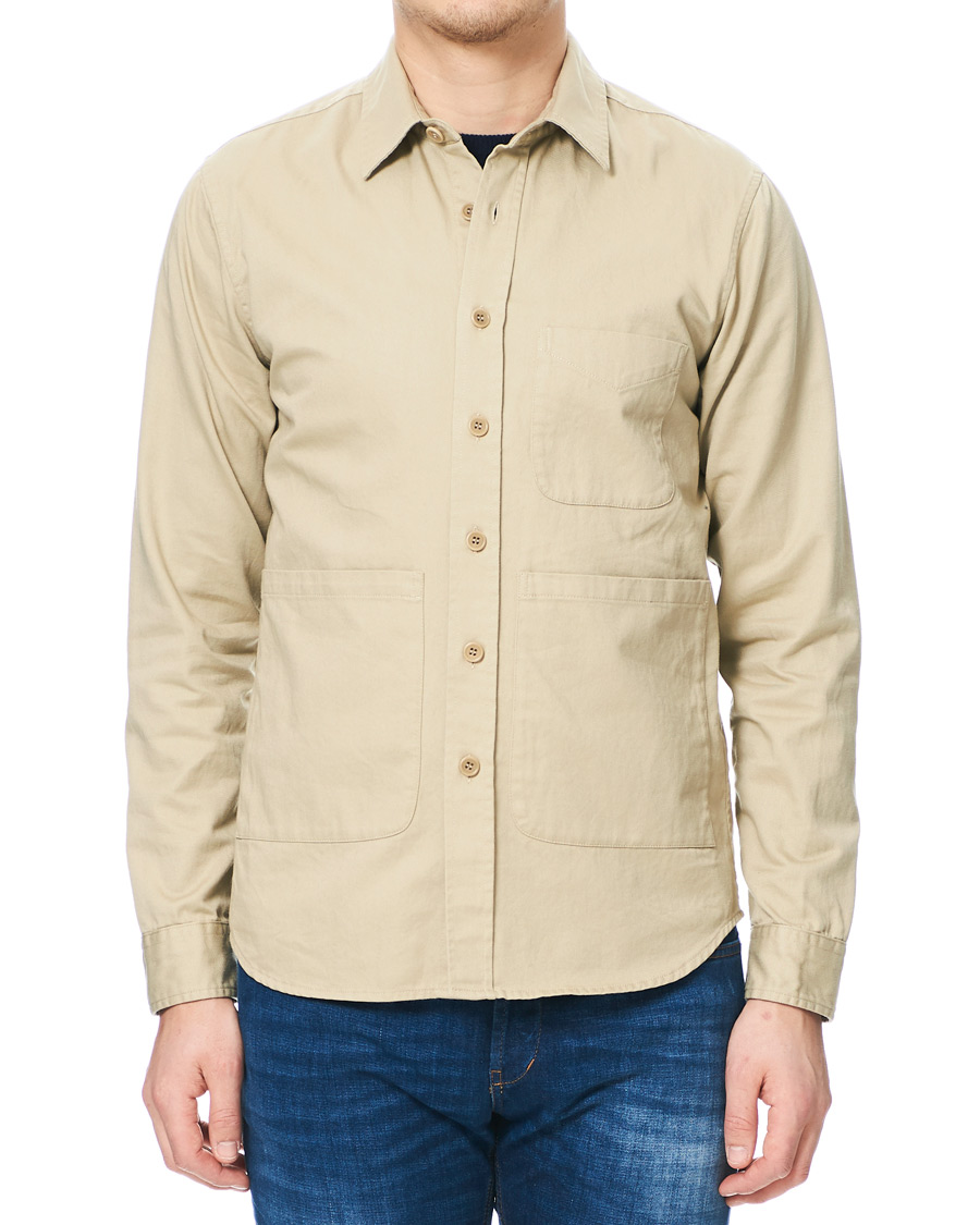 Herren | Hemden | Aspesi | Peached Cotton Utility Shirt Sand