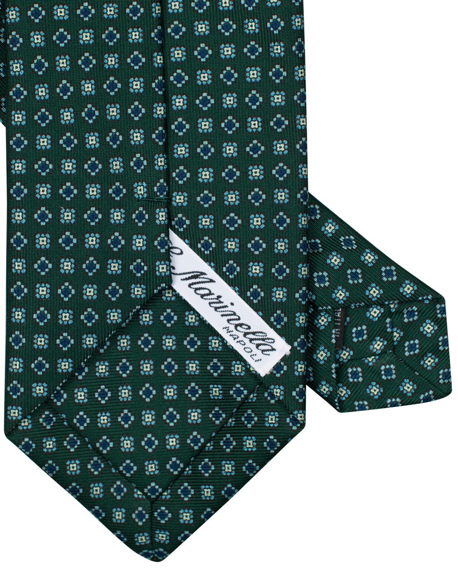 Herren | E. Marinella 3-Fold Printed Micro Pattern 8 cm Silk Tie Dark Green | E. Marinella | 3-Fold Printed Micro Pattern 8 cm Silk Tie Dark Green