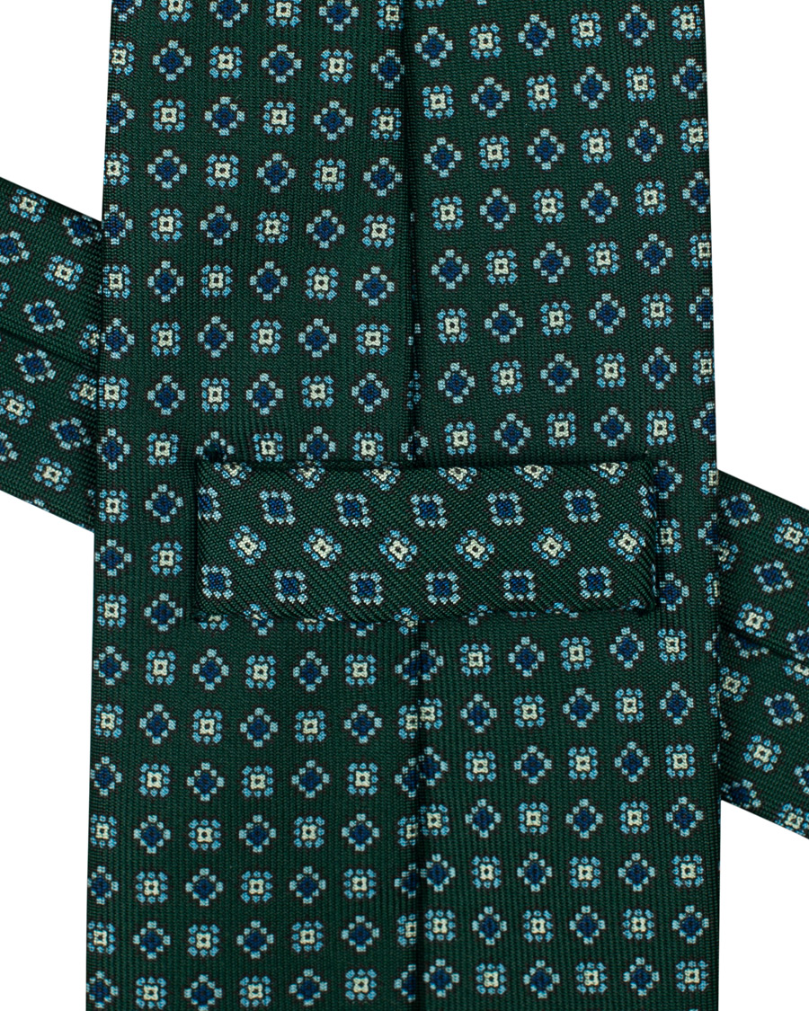 Herren | E. Marinella 3-Fold Printed Micro Pattern 8 cm Silk Tie Dark Green | E. Marinella | 3-Fold Printed Micro Pattern 8 cm Silk Tie Dark Green