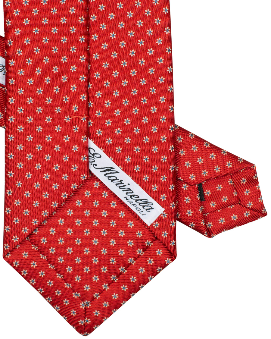 Herren | E. Marinella 3-Fold Printed Dots 8 cm Silk Tie Orange | E. Marinella | 3-Fold Printed Dots 8 cm Silk Tie Orange