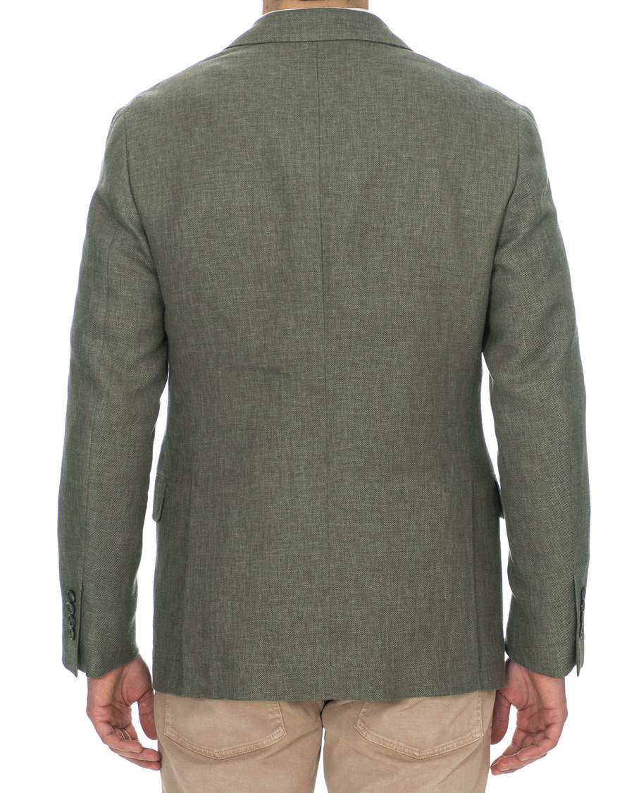 Herren | Sakkos | Brunello Cucinelli | Linen Hopsack Peak Lapel Blazer Olive Green