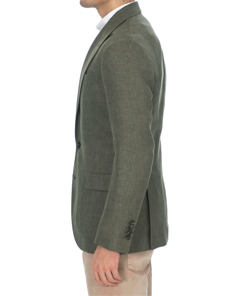 Herren | Sakkos | Brunello Cucinelli | Linen Hopsack Peak Lapel Blazer Olive Green