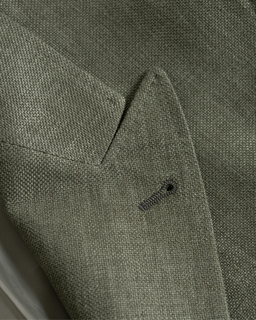 Herren | Sakkos | Brunello Cucinelli | Linen Hopsack Peak Lapel Blazer Olive Green