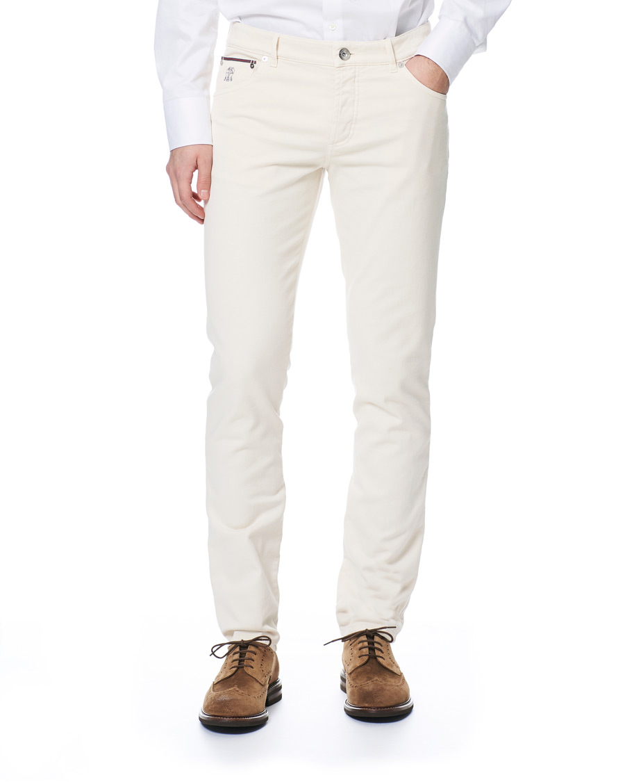 Herren | Hosen | Brunello Cucinelli | Slim Fit 5-Pocket Cotton Twill Pants Off White