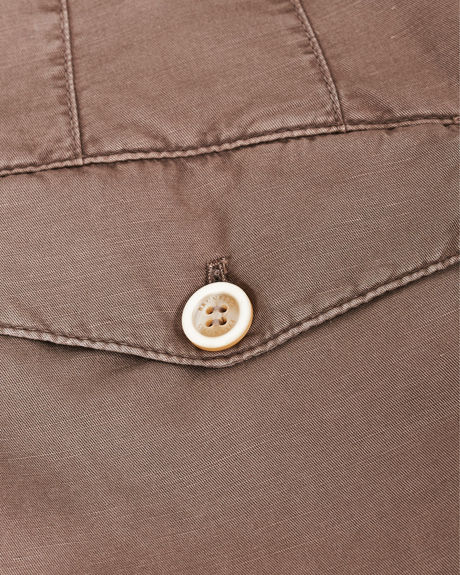 Herren | Hosen | Brunello Cucinelli | Slim Fit Cotton/linen Pleated Trousers Brown