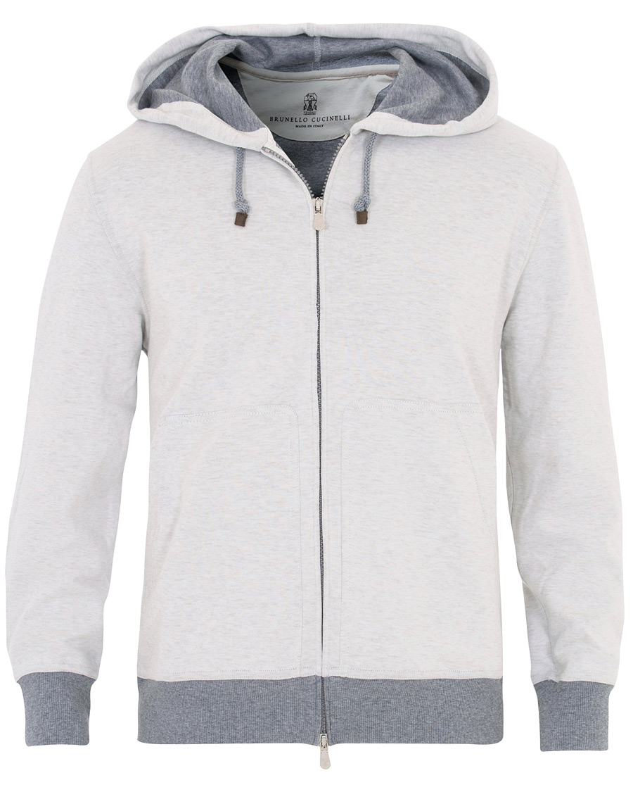 Herren | Pullover | Brunello Cucinelli | Super Light Cotton Full Zip Hoodie Light Beige