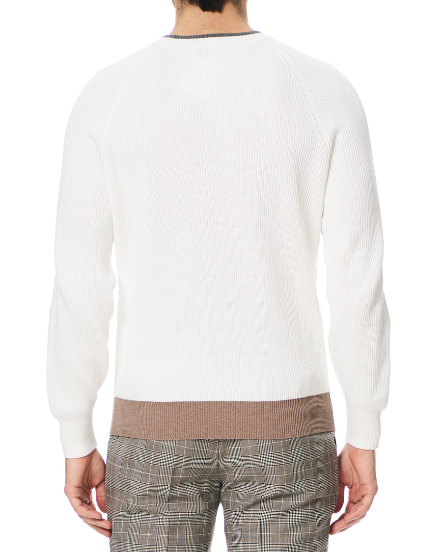 Herren | Pullover | Brunello Cucinelli | Soft Cotton Ribbed Sweater White/Grey