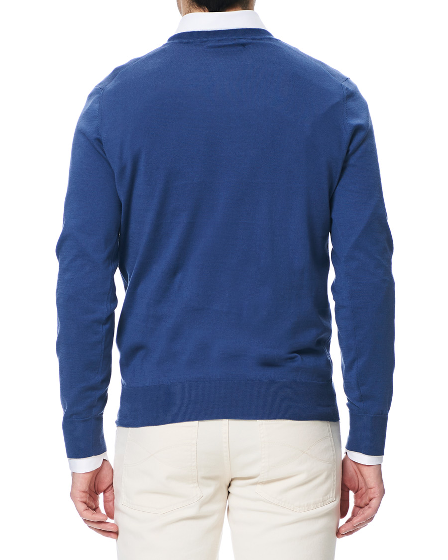 Herren | Pullover | Brunello Cucinelli | Crew Neck Cotton Contrast Pullover Denim Blue