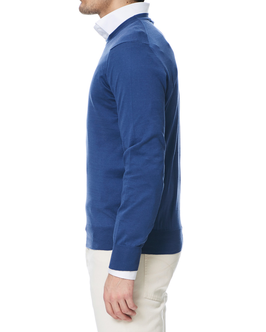 Herren | Pullover | Brunello Cucinelli | Crew Neck Cotton Contrast Pullover Denim Blue