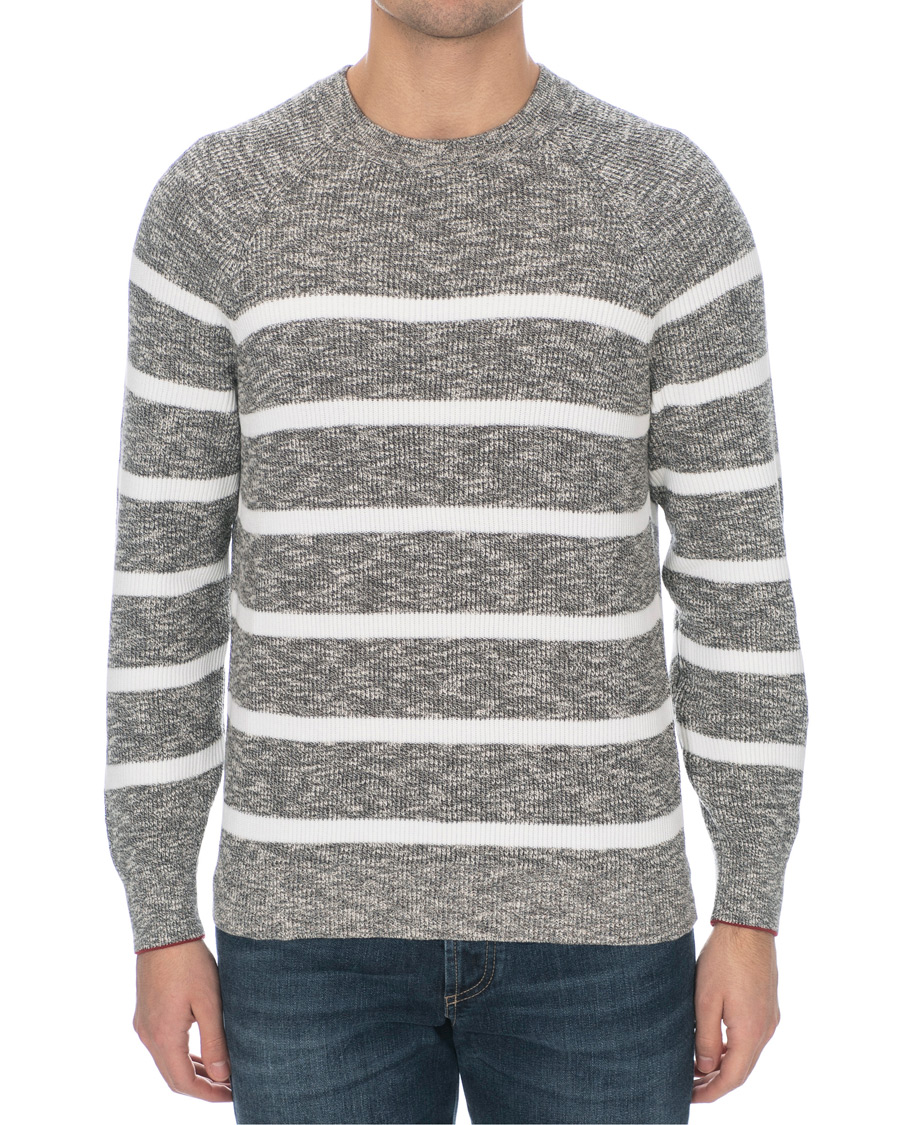 Herren | | Brunello Cucinelli | Melange Striped Cotton Sweater Grey/White