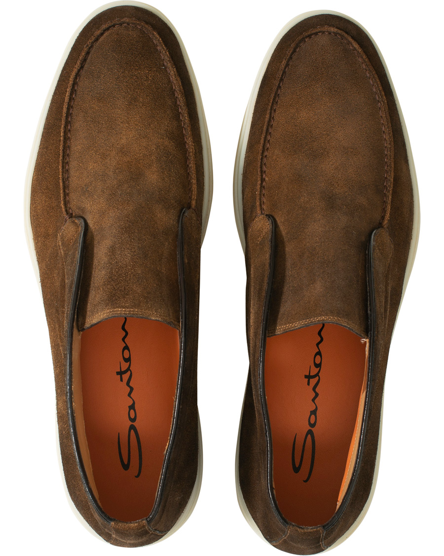 Herren | Santoni Yalta Summer Loafer Brown Suede | Santoni | Yalta Summer Loafer Brown Suede