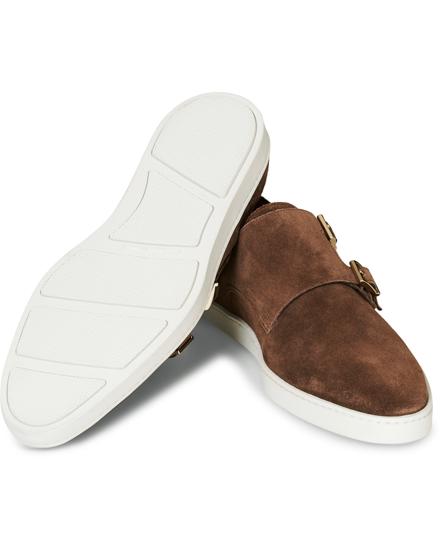 Herren | Santoni Double Monk Shoe Brown Suede | Santoni | Double Monk Shoe Brown Suede