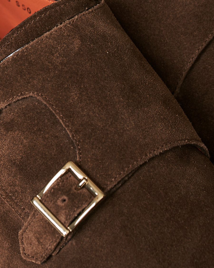 Herren | Santoni Double Monk Shoe Brown Suede | Santoni | Double Monk Shoe Brown Suede