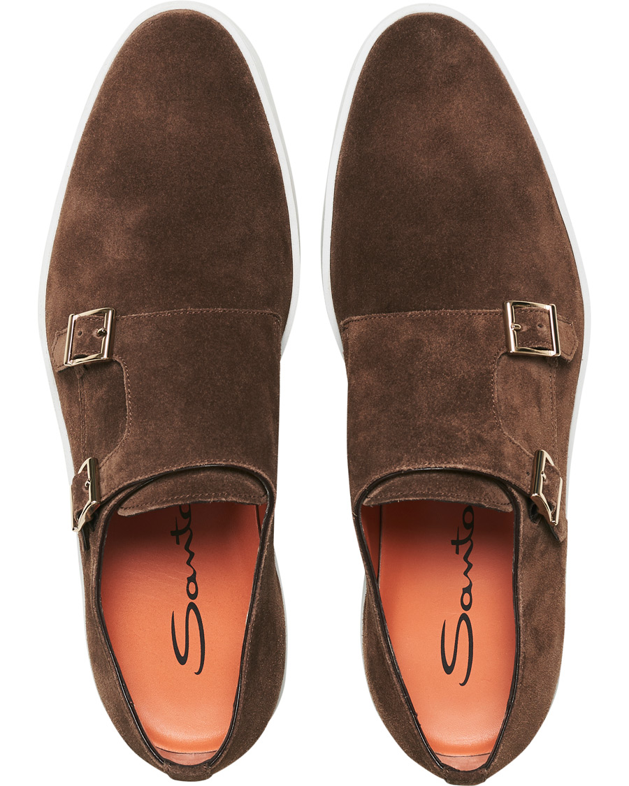 Herren | Santoni Double Monk Shoe Brown Suede | Santoni | Double Monk Shoe Brown Suede