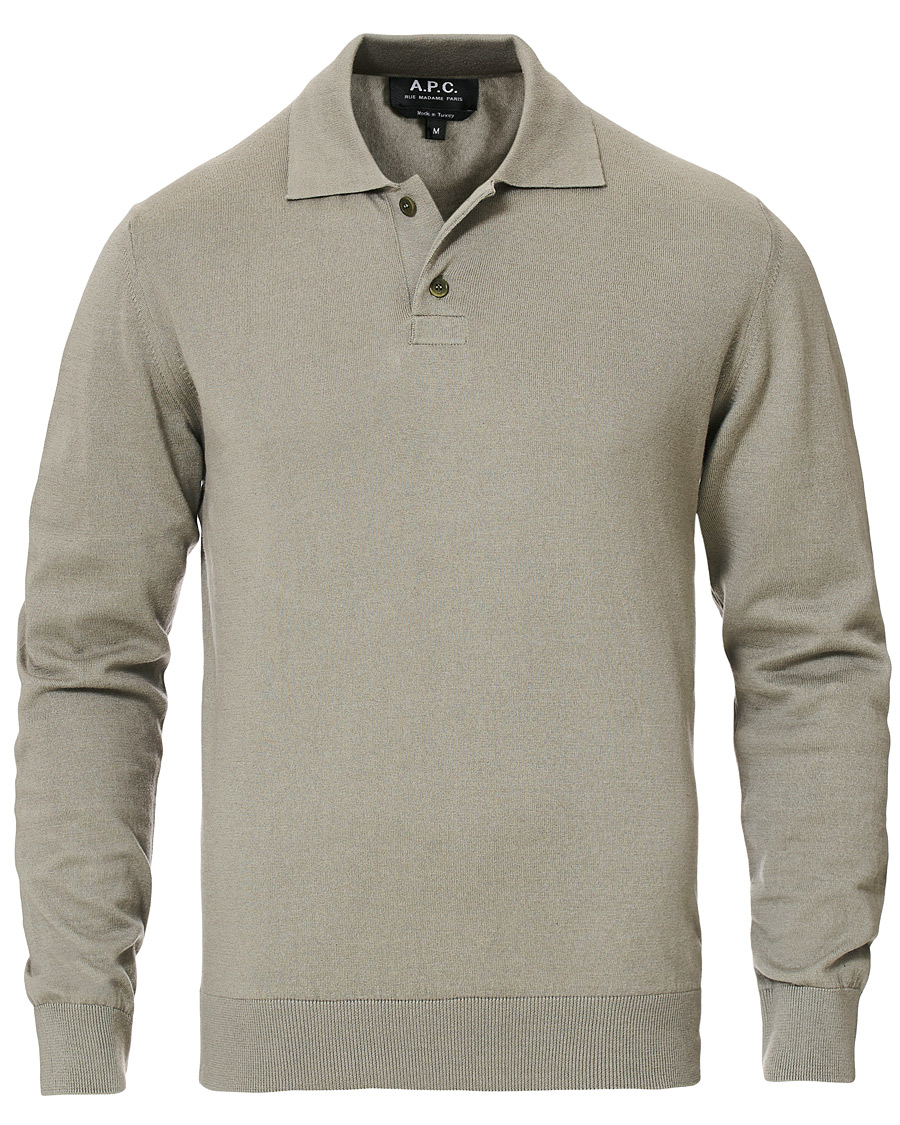 Herren | Pullover | A.P.C. | Aymar Cotton Cashmere Knitted Polo Kaki Clair