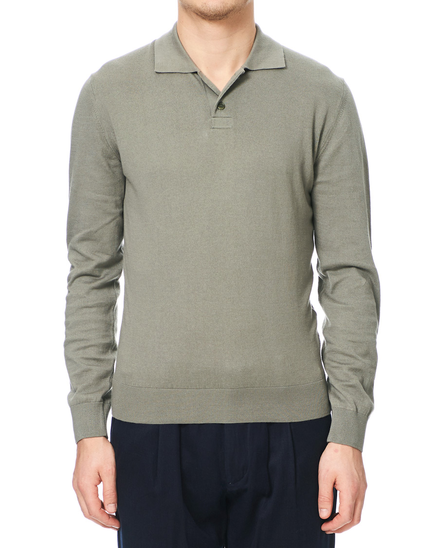 Herren | Pullover | A.P.C. | Aymar Cotton Cashmere Knitted Polo Kaki Clair