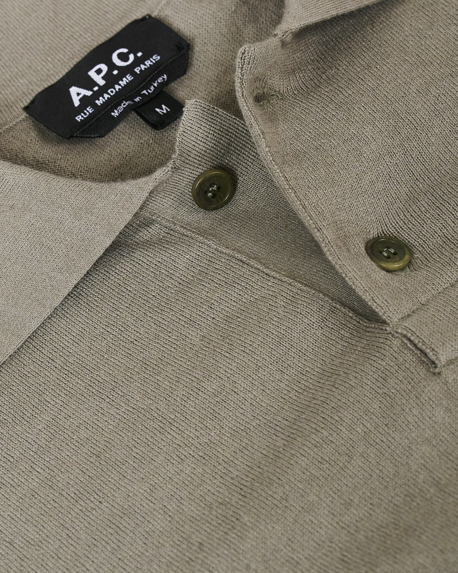 Herren | Pullover | A.P.C. | Aymar Cotton Cashmere Knitted Polo Kaki Clair