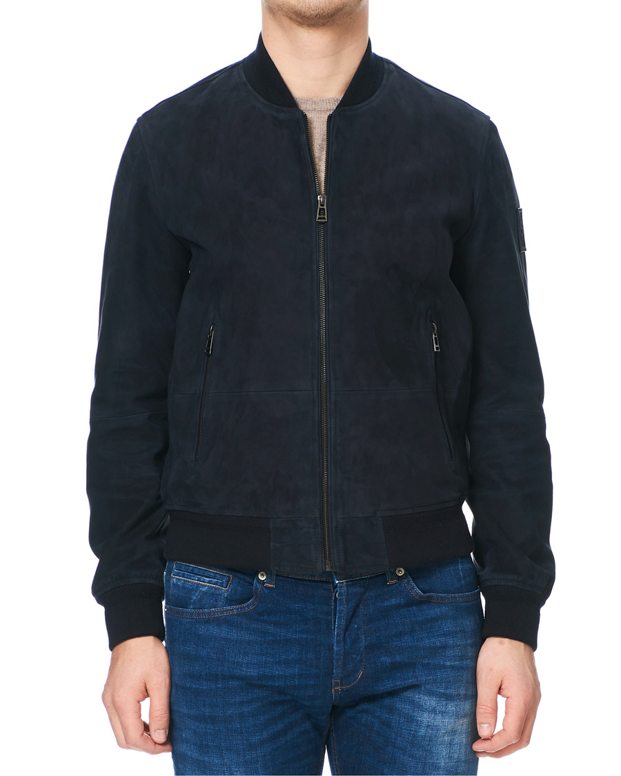Herren | Jacken | Belstaff | Harbour Suede Bomber Jacket Dark Ink