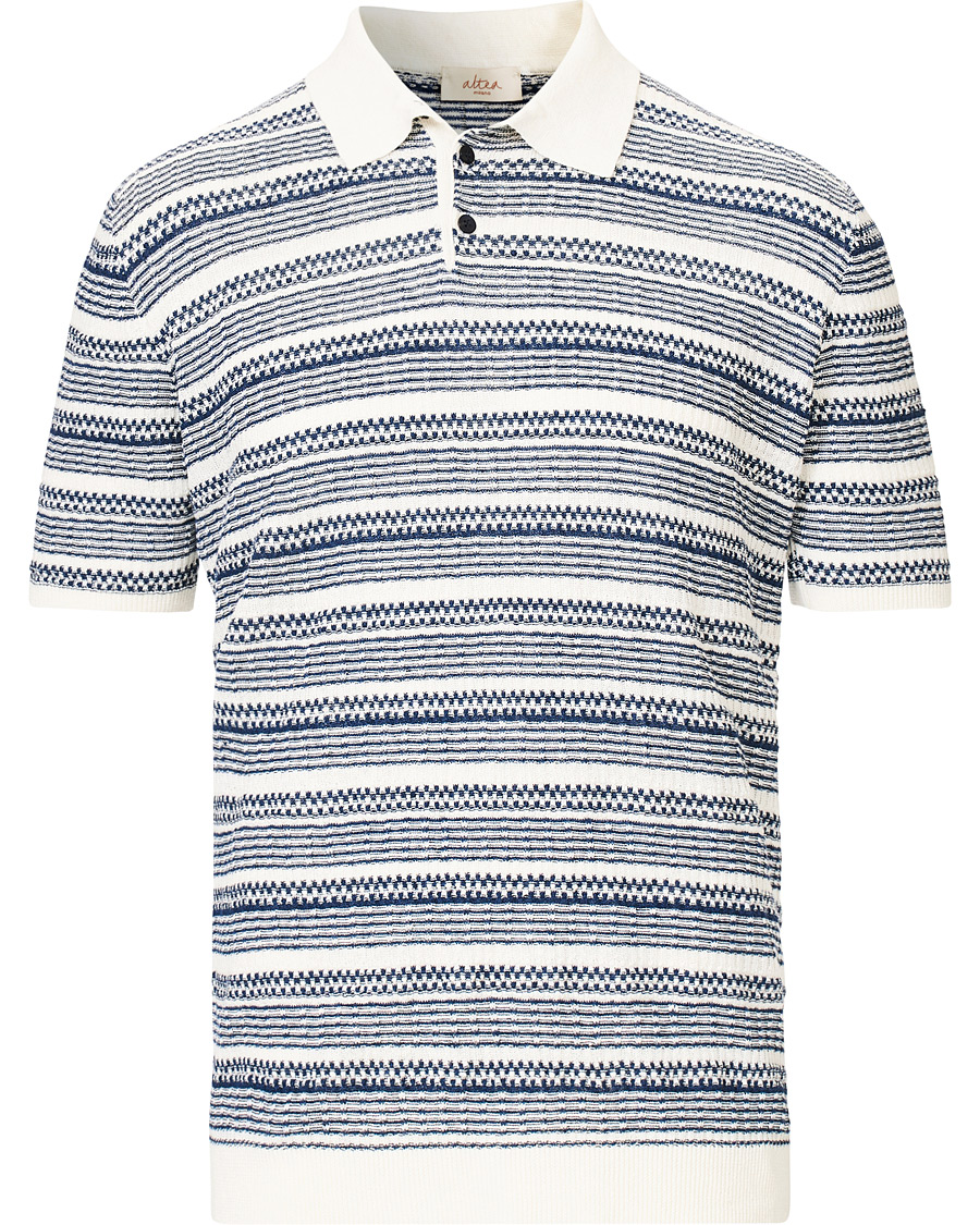 Herren | Poloshirts | Altea | Jacquard Knitted Polo White/Blue