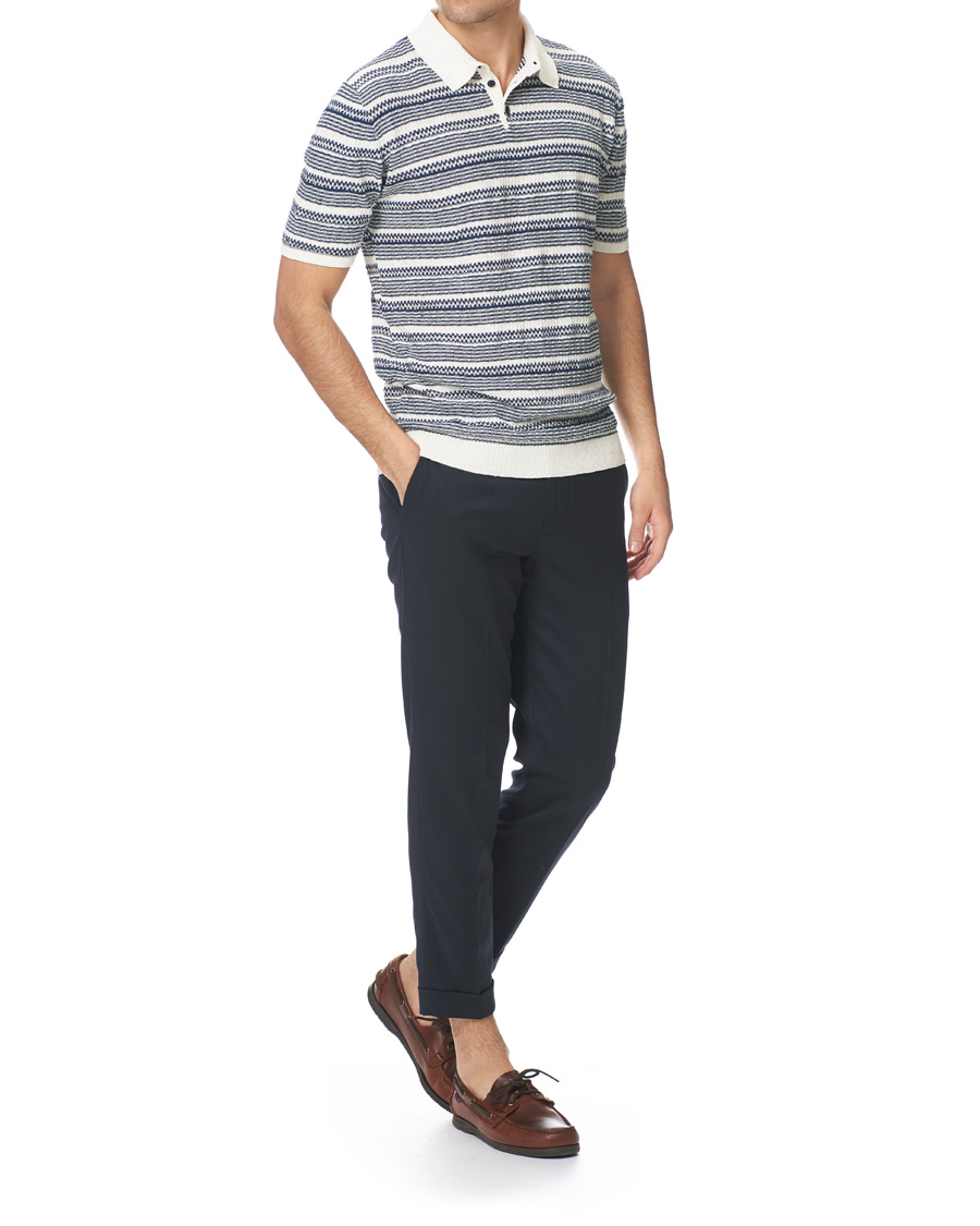 Herren | Poloshirts | Altea | Jacquard Knitted Polo White/Blue