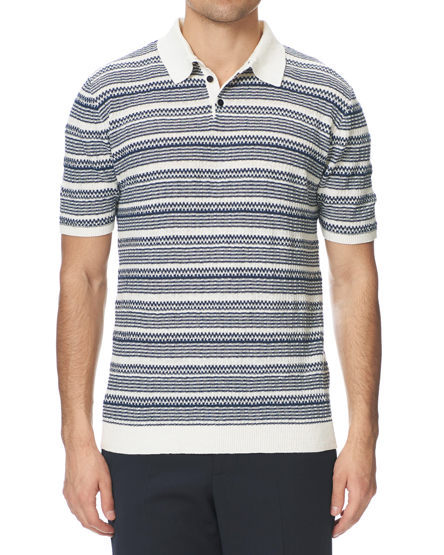 Herren | Poloshirts | Altea | Jacquard Knitted Polo White/Blue
