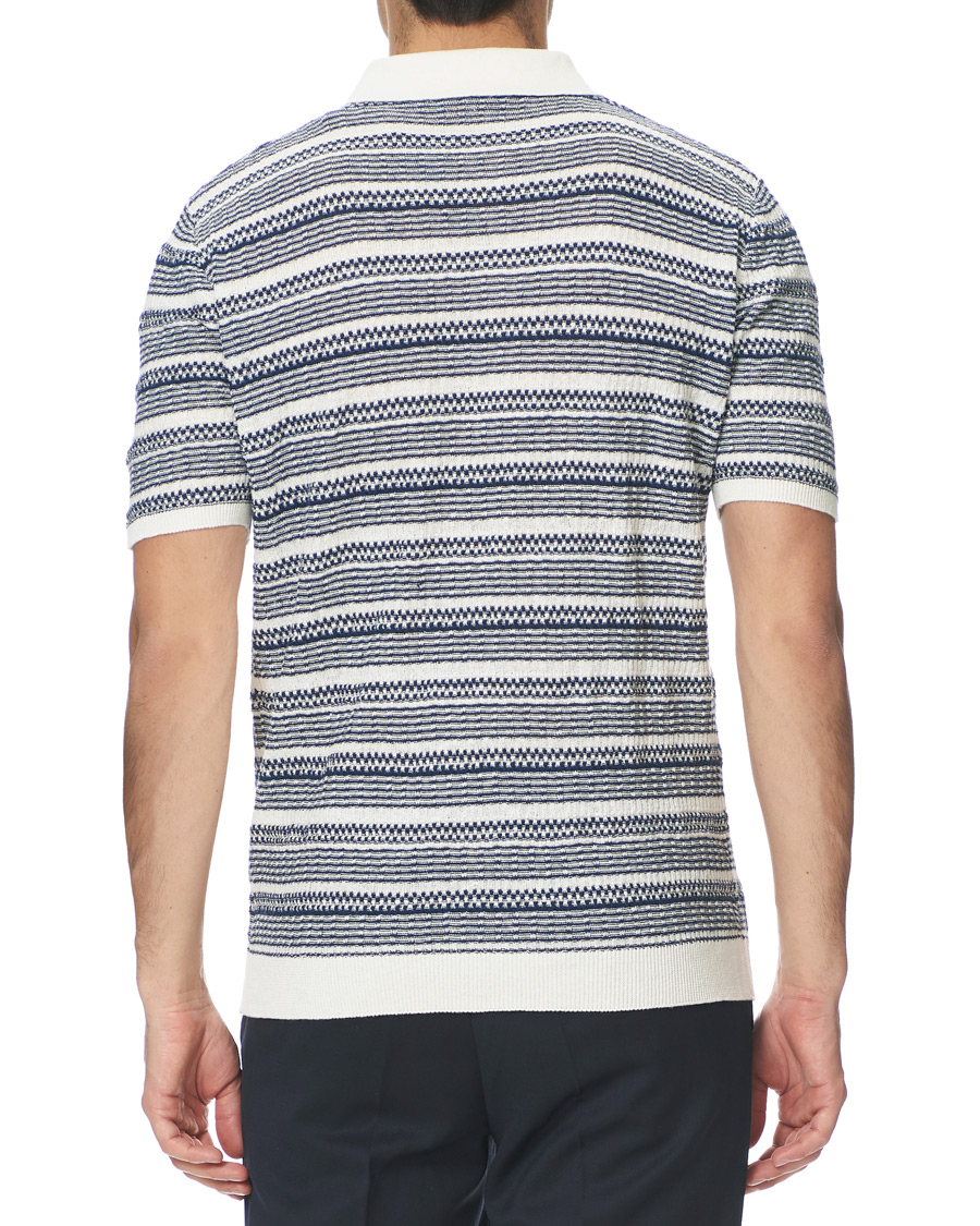 Herren | Poloshirts | Altea | Jacquard Knitted Polo White/Blue