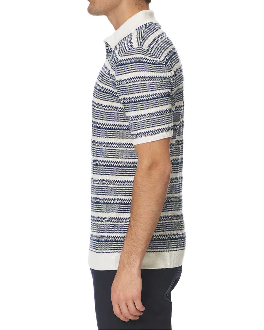 Herren | Poloshirts | Altea | Jacquard Knitted Polo White/Blue