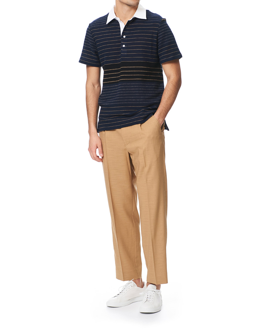 Herren | Poloshirts | Barena | Contrast Collar Striped Polo Navy