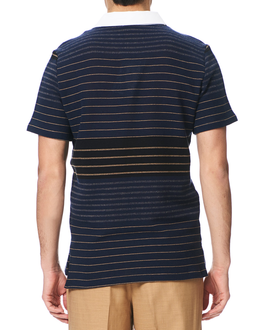 Herren | Poloshirts | Barena | Contrast Collar Striped Polo Navy