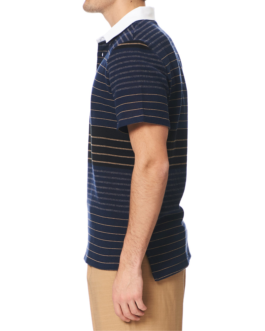 Herren | Poloshirts | Barena | Contrast Collar Striped Polo Navy