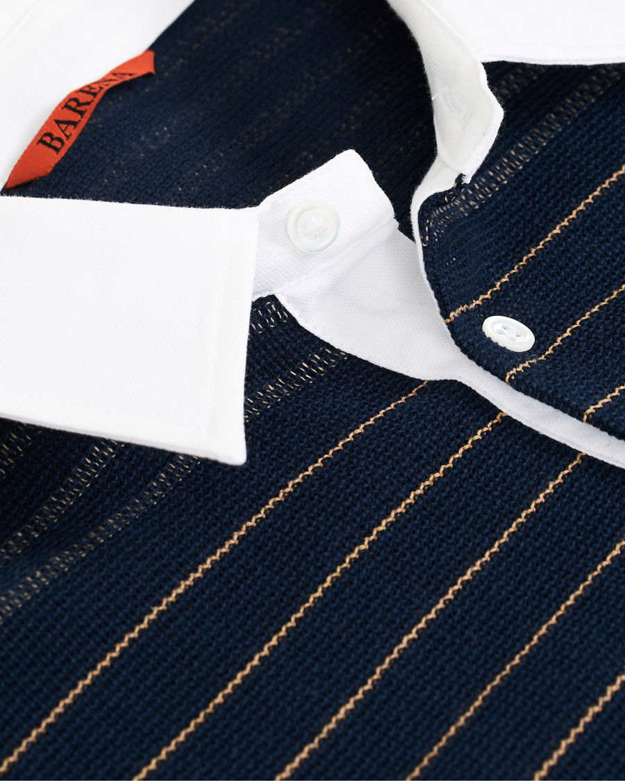 Herren | Poloshirts | Barena | Contrast Collar Striped Polo Navy