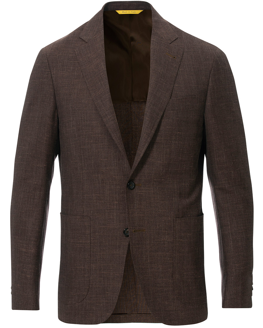 Herren | Sakkos | Canali | Wool/Linen Patch Pocket Blazer Dark Brown