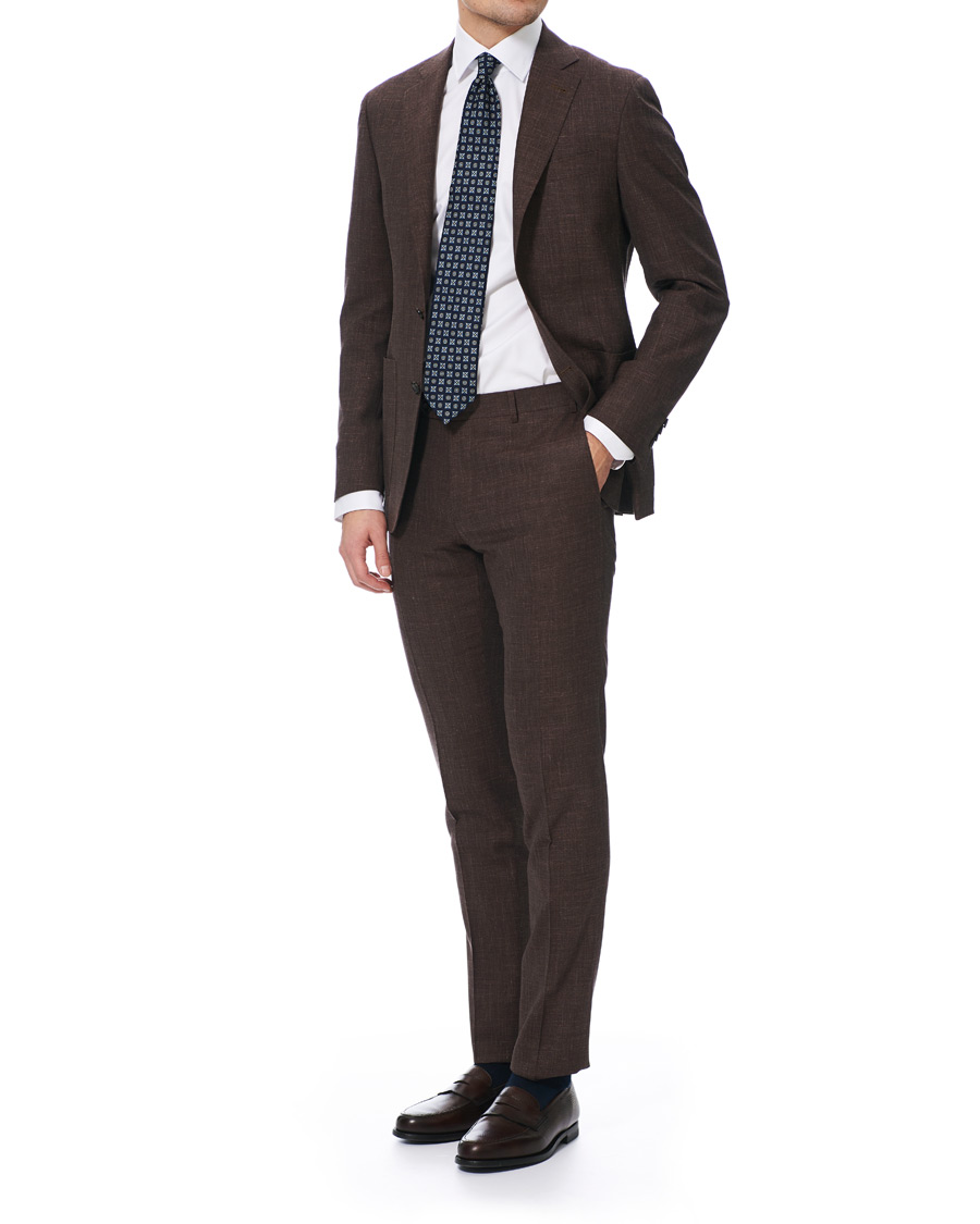 Herren | Sakkos | Canali | Wool/Linen Patch Pocket Blazer Dark Brown