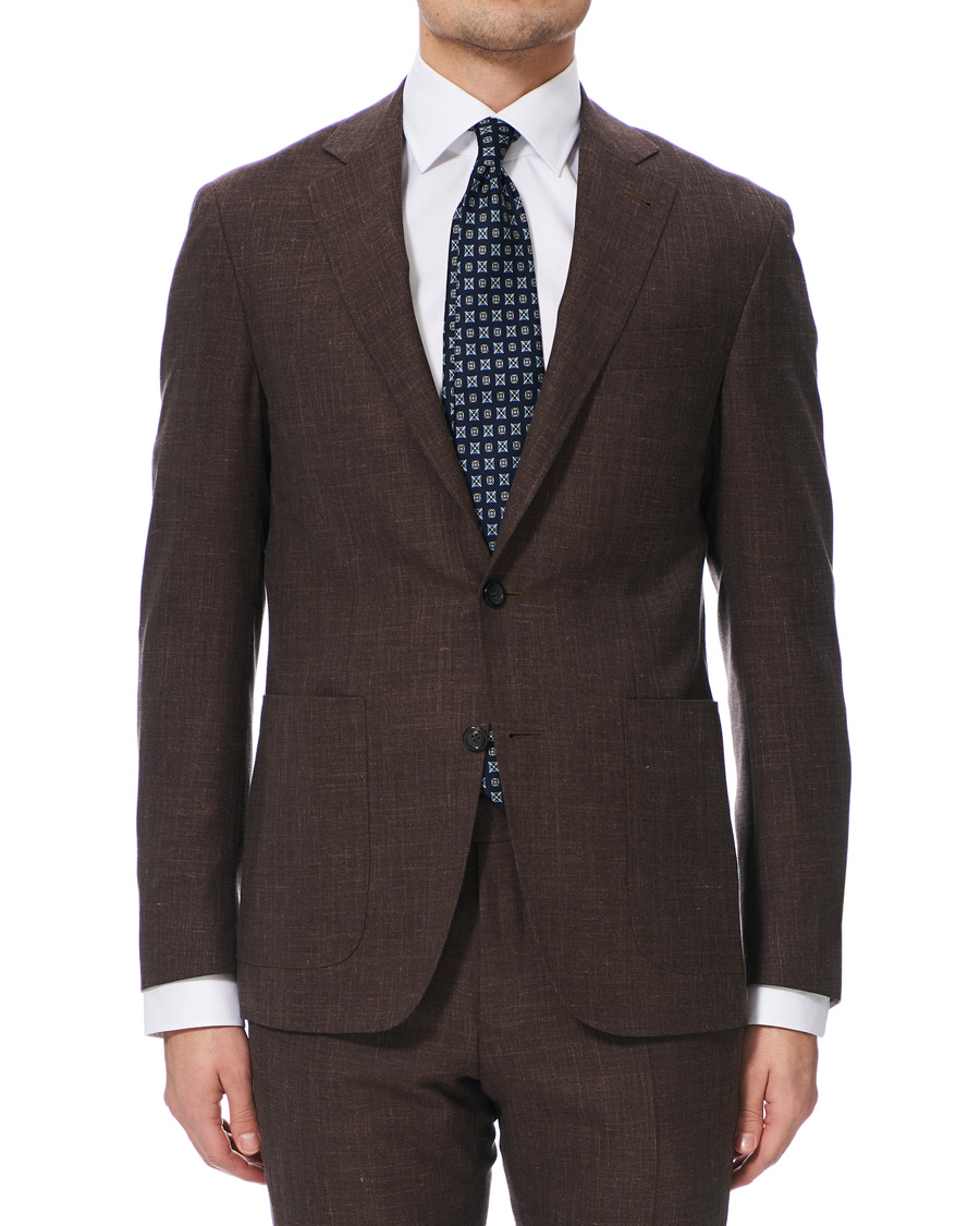 Herren | Sakkos | Canali | Wool/Linen Patch Pocket Blazer Dark Brown